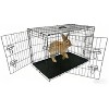 Double-Door Wire Rabbit Cage, Dog Cage, Suitable for Carrying, Exercising, and Housing Pets of Various Kinds, Equipped with A Handle, Foldable - 2 of 4