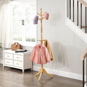 Kumasinova Classic Solid Wood Coat Rack with 9/10/11 Hooks,3/7-Tier Freestanding Coat Racks for Entryway,Clothing Racks for Hanging Clothes - 1 of 4