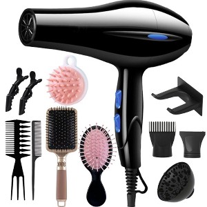 Morfone Black 12-piece Hair Dryer Set. Hair Styling Tools Equipped With Accessories Such As Combs, Clips, And Hair Dryers. As A Gift Set. - 1 of 4
