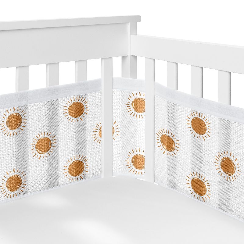 Sweet Jojo Designs Gender Neutral Unisex Crib Bedding + BreathableBaby Breathable Mesh Liner Boho Sun Orange White Beige, 3 of 7