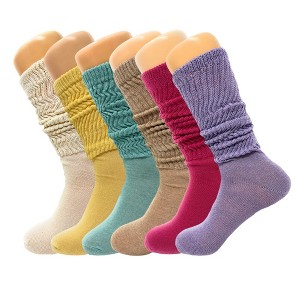 6 Pairs Colorful Slouchy Scrunch Knee Socks for Women Slouch Socks Shoe Size 5 to 10 - 1 of 1