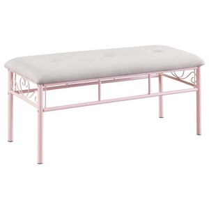 Coaster Massi Traditional Tufted Upholstered Bench White/Powder Pink - 1 of 4