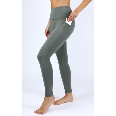 90 Degree By Reflex High Waist Fleece Lined Leggings with Side Pocket -  Yoga Pants - Russet Brown with Pocket - Medium