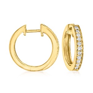 Ross-Simons 0.25 ct. t.w. Diamond Hoop Earrings With Beaded Edge in 18kt Gold Over Sterling - 1 of 4