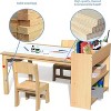 Kids Art Table and Chairs Set Craft Table with Large Storage Shelves Drawing Desk Activity Study Wooden Children's Furniture - 3 of 4