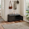 ORRD Black Shoe Storage Bench with 2 Doors & Cushion, Entryway Bench with Removable Shelves, Modern Hallway Organizer and Shoe Cabinet - 2 of 4