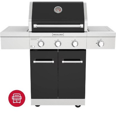 KitchenAid 3-Burner Gas Grill with Searing Side Burner and Grill Cover 720-0953ACCO - Black