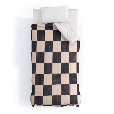 Deny Designs 2pc Twin/Twin XL Daniel Coulmann CHECKER 001 Graphite Comforter and Sham Set