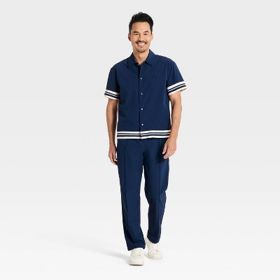 Мужские рубашки Goodfellow & Co Men's Modern Sport Short Sleeve Collared Snap Front Shirt - Goodfellow & Co™ Dark Blue L — фото 3