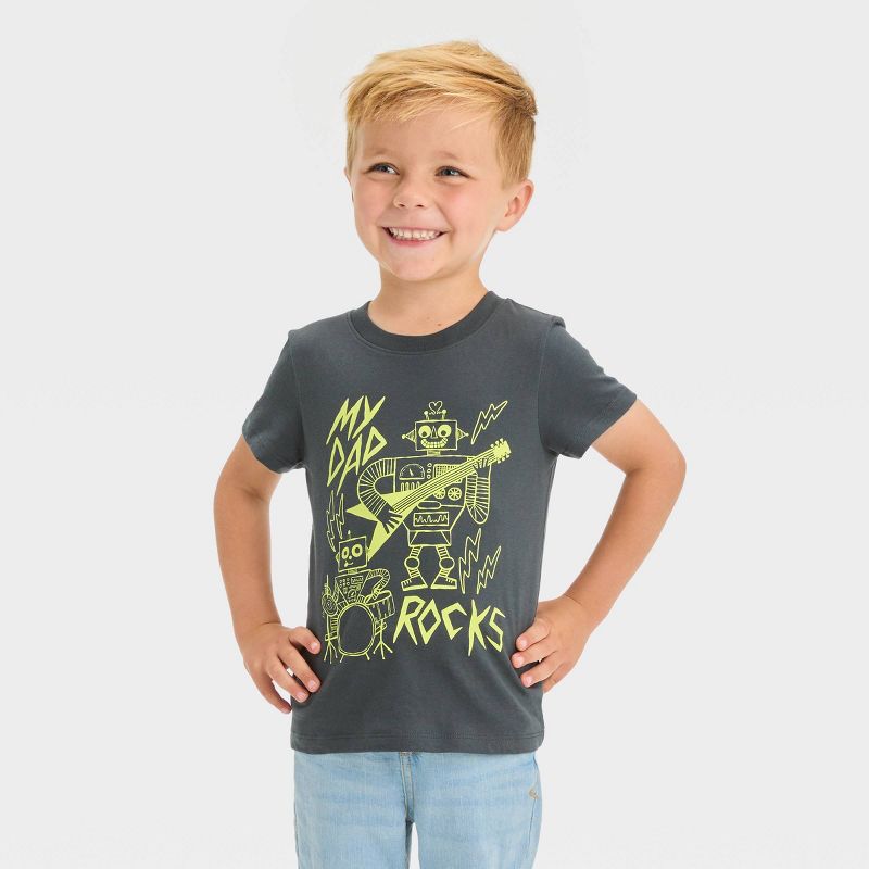Toddler Boys' My Dad Rocks Short Sleeve Graphic T-Shirt - Cat & Jack™ Charcoal Gray, 1 of 5