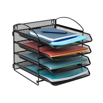 Mind Reader Network Collection Plastic 4-Tier Paper Tray File Storage Desk Organization Set Black
