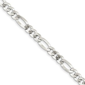 Black Bow Jewelry 7mm Sterling Silver Flat Figaro Chain Bracelet - 1 of 4