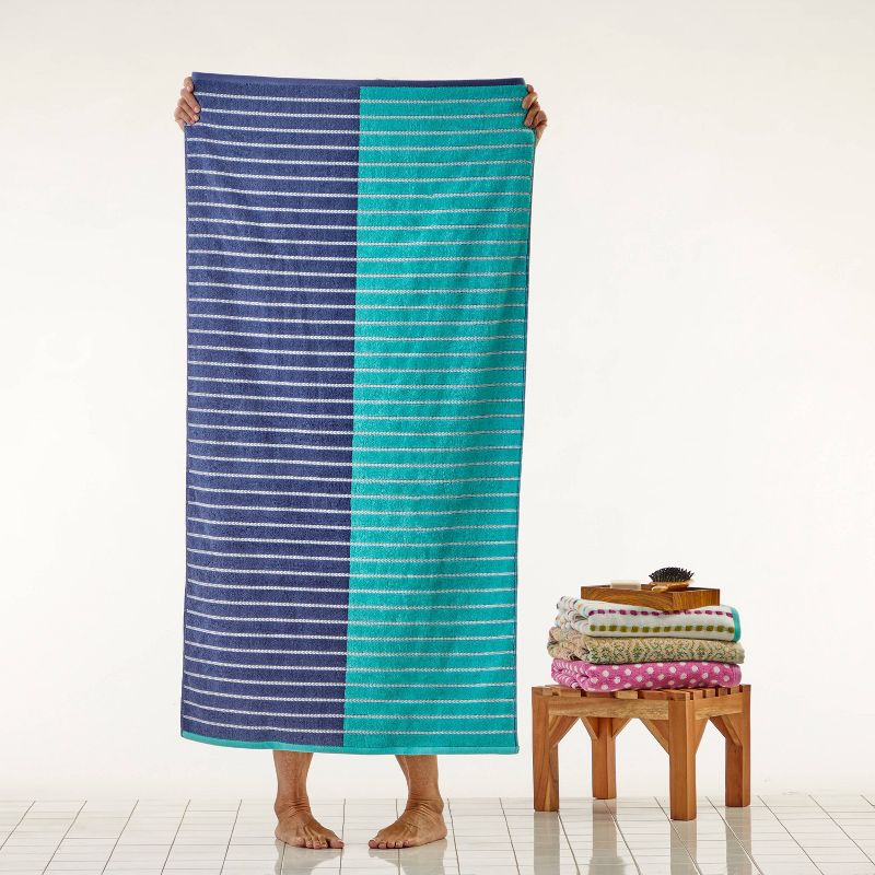 Kids&#39; Bath Towel Striped Teal Green - SKL Home, 6 of 8
