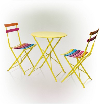 Vibrant Rainbow Steel Foldable 3-Piece Bistro Set