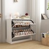 TIRAMISUBEST Mirror Shoe Cabinet with 2-Tier Drawers, Entryway Organizer with Adjustable Panels - 2 of 4