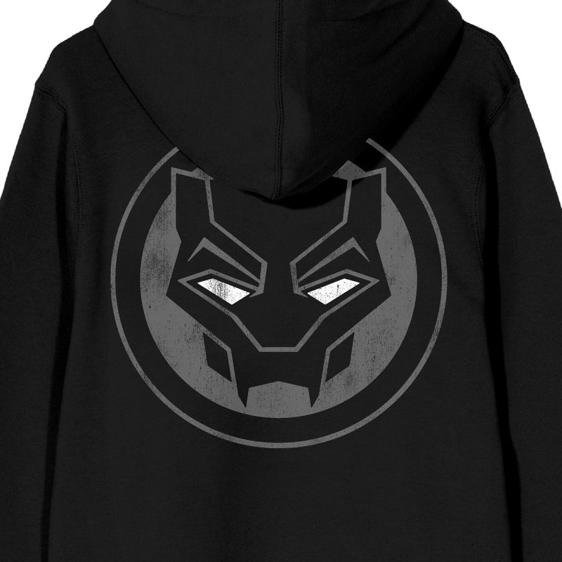 Black Panther Mask Logo Long Sleeve Black Adult Pullover Hoodie, 3 of 5