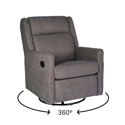 Dark Gray Metal Swivel Recliner with Plush Upholstery
