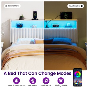 Greenstell Upholstered Headboard for Bed Frame,  with Charging Station & LED Light, Height Adjustable, Gray - 1 of 4