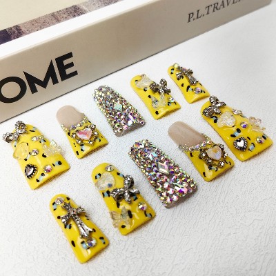 Vynxaria Yellow Transform Your Look Instantly with Wearable Nails Size M