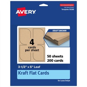 Avery Leaf Flat Cards, 3-1/2" x 5", Matte Kraft Brown, 200 Total - 1 of 4