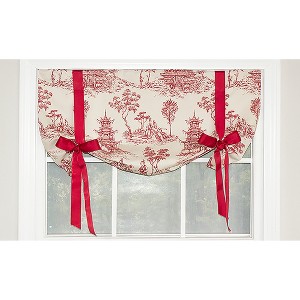 Naomi Tie-Up Ribbon Tie 3" Rod Pocket Valance 50" x 21" Red by RLF Home - 1 of 3
