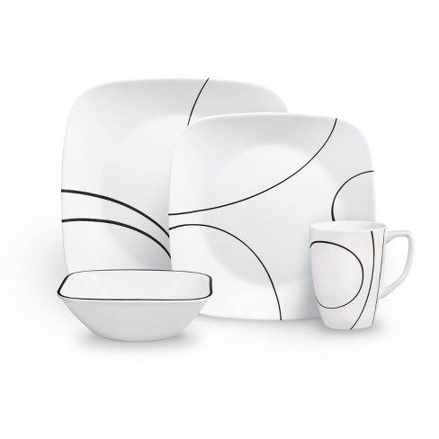 Corelle Square 16pc Dinnerware Set Simple Lines : Target