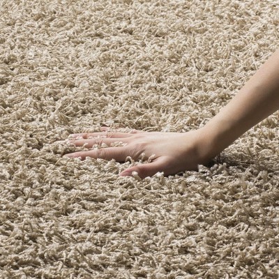 Athens Beige Synthetic Shag Area Rug 8' x 10'