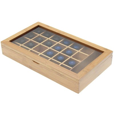 Natural Bamboo 24 Capsule Organizer with Accessory Section