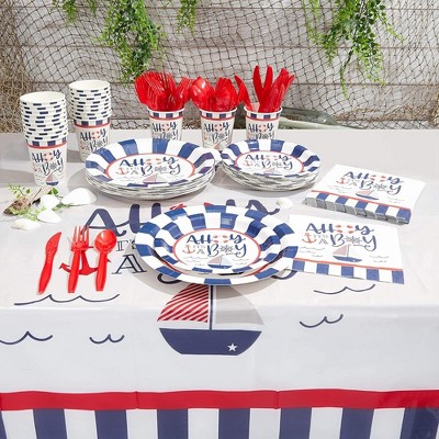 Nautical Blue and Red Baby Shower Party Set for Boys