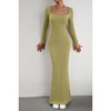 YesFashion Women's 2024 Fall Long Sleeve Square Neck Bodycon Maxi Dresses Sexy Ribbed Knit Long Sweater Lounge Dress - 2 of 4