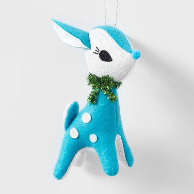 Retro Deer Christmas Tree Ornament Light Blue - Wondershop™