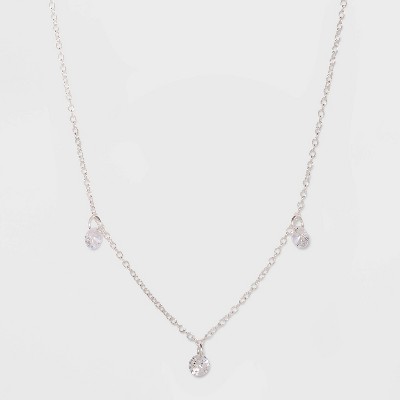 Sterling Silver with Cubic Zirconium Pendant Necklace - A New Day™ Silver