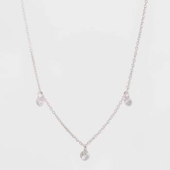 Sterling Silver Lock With Cubic Zirconia Starburst Pendant Necklace - Silver  : Target