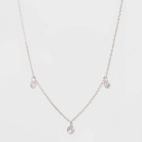 Silver Cubic Zirconia Droplet Necklace in 2023  Necklace, Affordable  gifts, Wide choker necklace