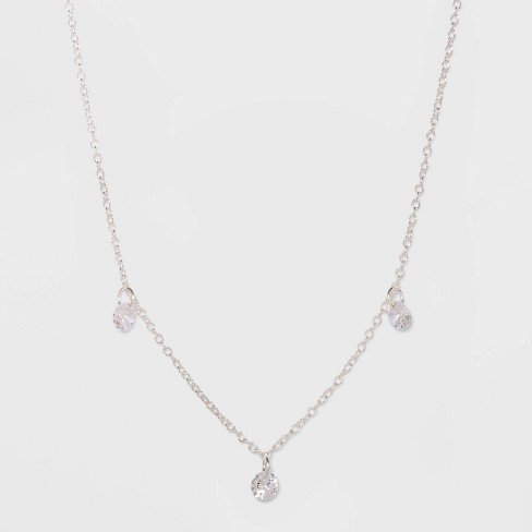 Long Faux Pearl Necklace - A New Day™ Silver/white : Target