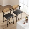 Counter Height Bar Stools  Armrests, Counter Height Bar Stools Set with Wood Back, Upholstered Seat - 3 of 4