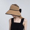 Anna-Kaci Womens Roll Up Straw Sun Visor Wide Brim Bow Detail Adjustable UV Protection Packable Summer Hat - 3 of 4