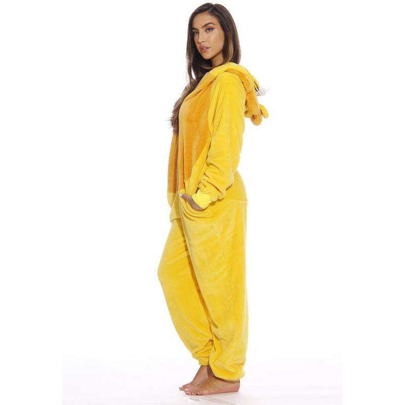 Just Love Womens One Piece Velour Lion Adult Onesie Hooded Pajamas, 3 of 5