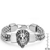 Steeltime Men's stainless steel lion head box chain bracelet. Color Options: Silver, Gold - 3 of 4