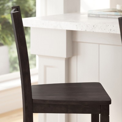Classic Gray Wash Walnut Wooden Ladderback Counter Height Barstools, Set of Two