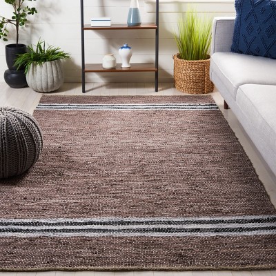 Gray and Ivory Flat Woven Cotton Cowhide Area Rug, 8' x 10'