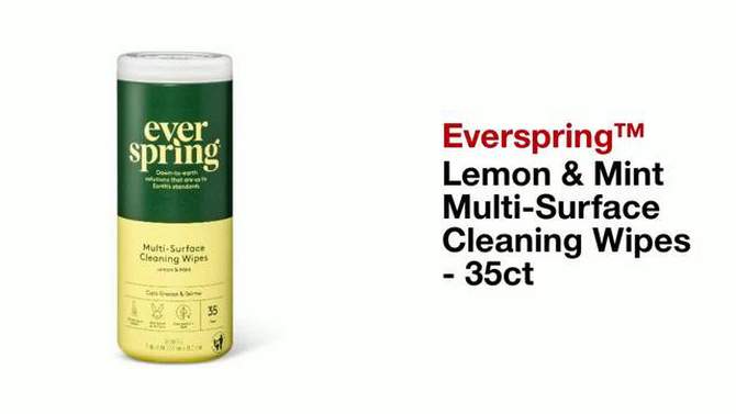 Lemon &#38; Mint Multi-Surface Cleaning Wipes - 35ct - Everspring&#8482;, 2 of 8, play video