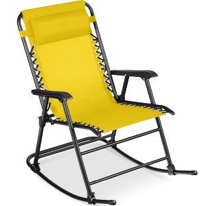 Best Choice Products Folding Outdoor Zero Gravity Rocking Lounge Chair w/ Headrest Pillow - 1 of 4