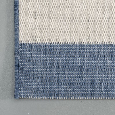 Coastal Stripe Blue Synthetic 10' x 14' Reversible Area Rug
