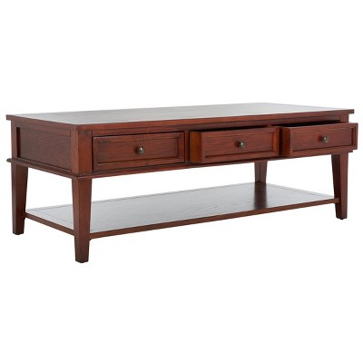 Transitional Sepia Brown Wood Coffee Table with 3 Drawers