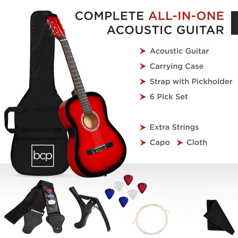 Best Choice Products 38in Beginner Acoustic Guitar Starter Kit w/ Gig Bag, Strap, Strings, 3 of 9