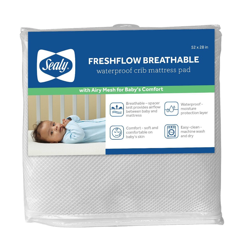 Photos - Mattress Cover / Pad Sealy Fresh Flow Breathable Waterproof Crib Mattress Pad 