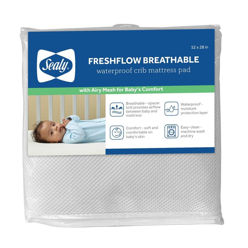 Sealy Fresh Flow Breathable Waterproof Crib Mattress Pad, 1 of 11
