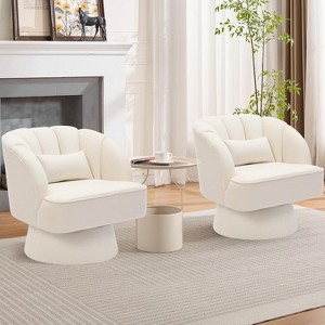Modern Swivel Barrel Accent Chair, 360° Upholstered Armchair with Striped Backrest & Plush Padding(Set of 2) - 1 of 4