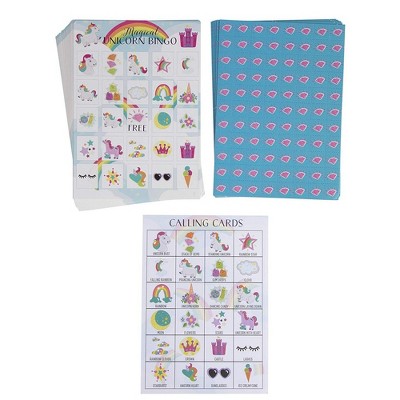 Juvale 36-Set Unicorn Bingo Game for Kids Themed Party Supplies, 2 to 36 Multi-Player